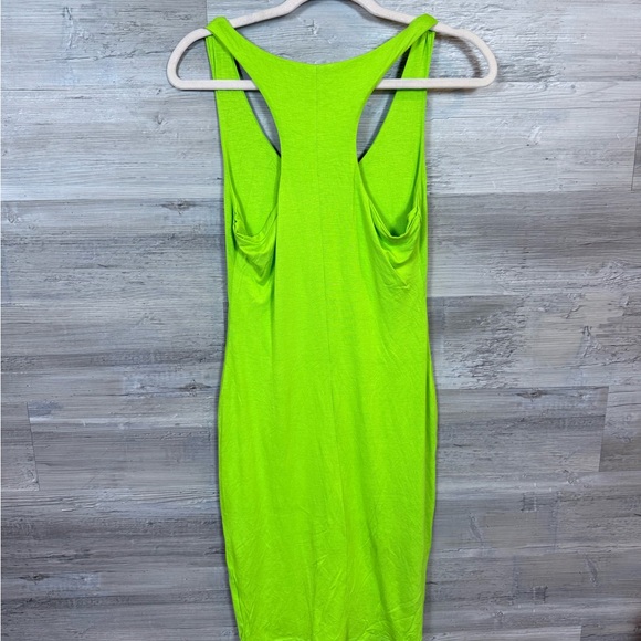 NWT See You Monday Neon Lime Green Ribbed Racerback Midi Dress L - Picture 3 of 6